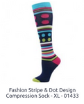 Fashion Stripe & Dot Design Compression Sock XL