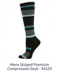 Men's Striped Premium Compression Sock Blu/Blk/Gry