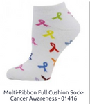 Multi Ribbon Full Cushion Sock - Cancer Awareness