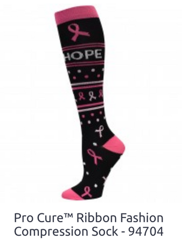 Pro Cure Ribbon Fashion Compression Sock Black/Pink