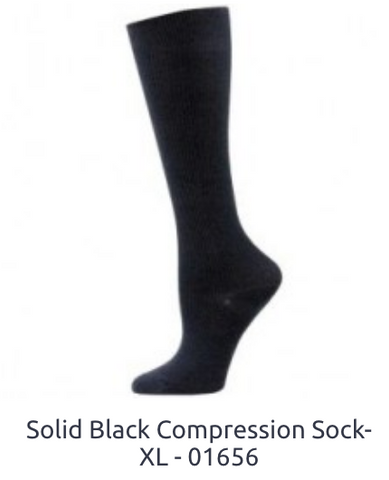 Solid Black Compression Sock XL